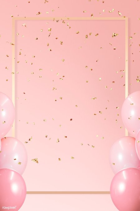 Golden frame balloons on a pink background