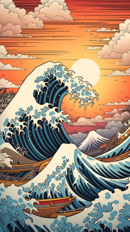 Hokusai's great wave japanese art print