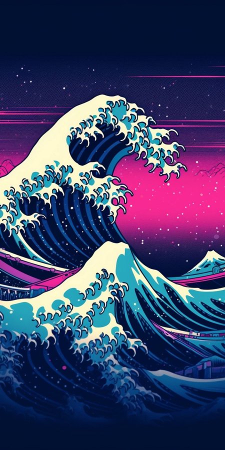 Hokusai's great wave pop art wallpaper