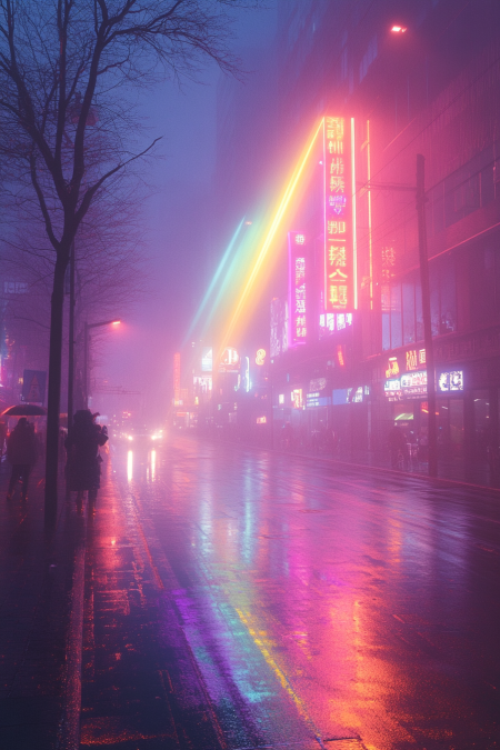 Neon city lights