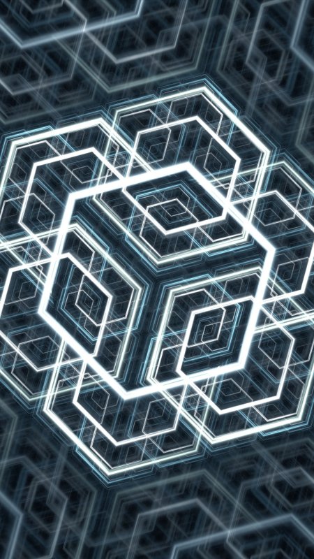 Wallpaper x hexagons shapes fractal glow abstraction