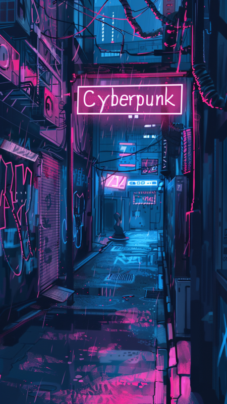 Cyberpunk улица неон