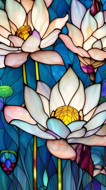 Stained glass lotus flowers