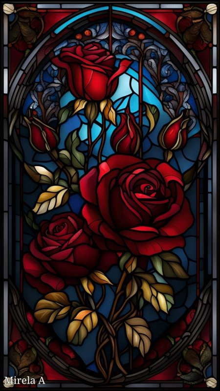 Red rose stained glass window