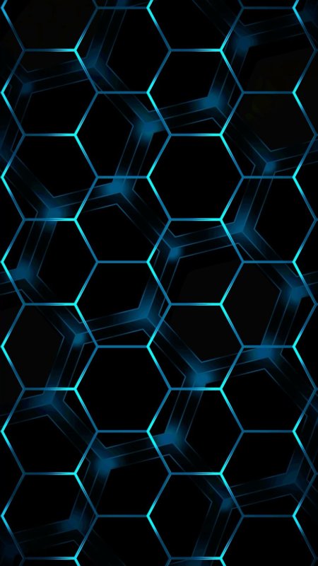 An abstract blue and black background with hexagonal shapes