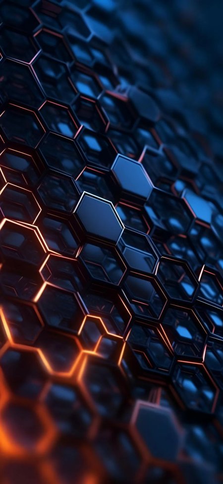 Futuristic hexagon wallpaper with glowing elements