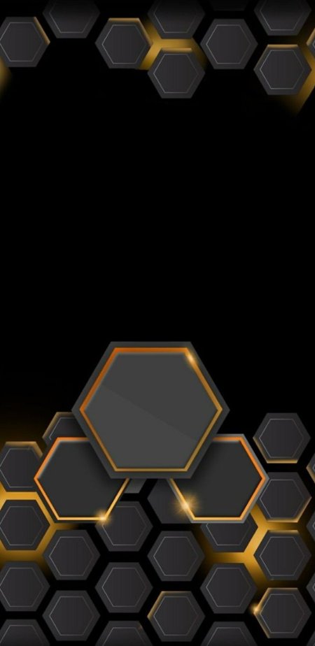 Abstract black and gold hexagonal wallpaper