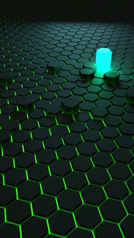 Green light hexagonal tiles wallpaper