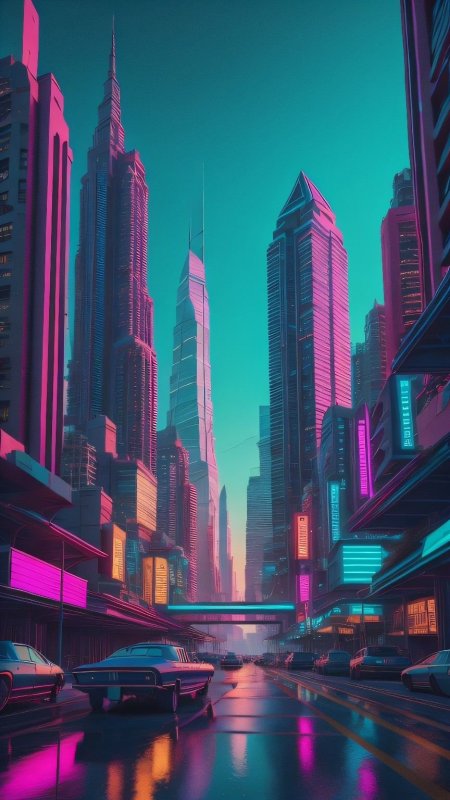 Synthwave city wallpaper phone