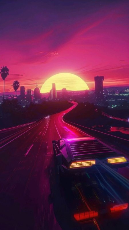 Desktop wallpaper synthwave car retro digital