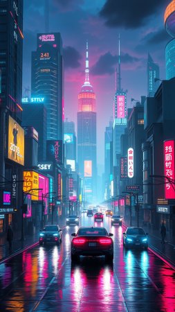 Неоновый киберпанк скачать фон 1080 x 1920