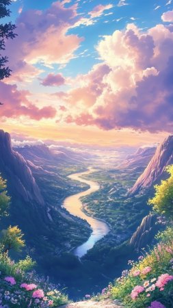 Красивые аниме пейзажи скачать фон 1424 x 2532