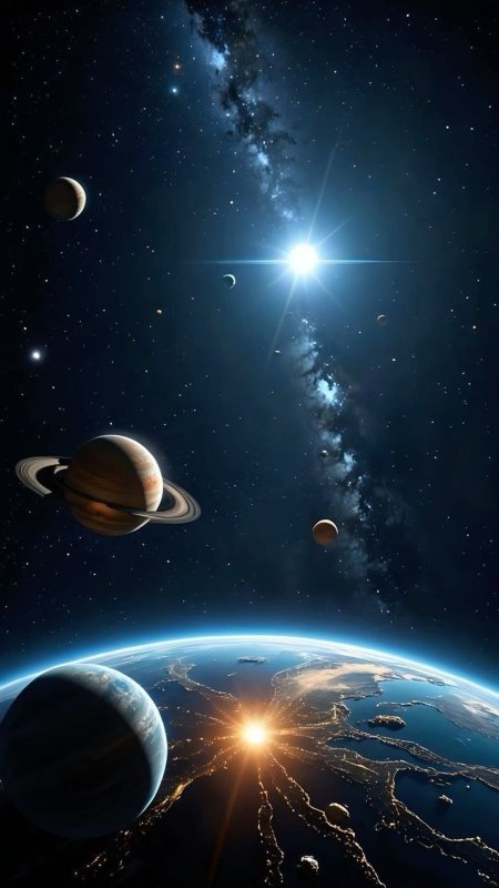 Красивые планеты в космосе скачать фон 1080 x 1920