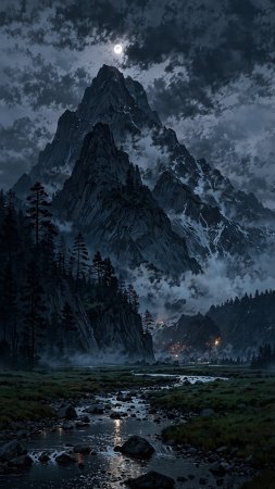 Горы фэнтези скачать фон 1424 x 2532