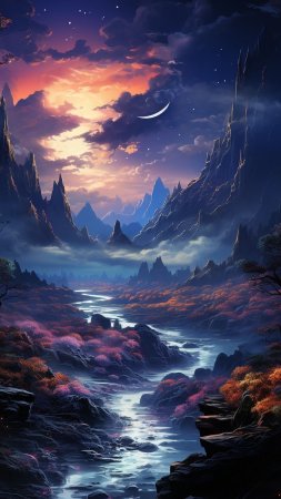 Фантастические пейзажи скачать фон 1424 x 2532