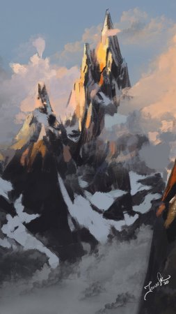 Горы живопись скачать фон 1424 x 2532