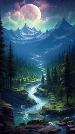 Пейзажи в стиле фэнтези скачать фон 1080 x 1920
