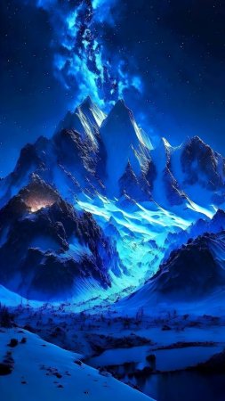 Зимний пейзаж горы скачать фон 1424 x 2532