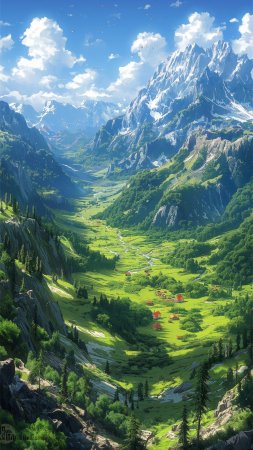 Fantasy landscape mountains скачать фон 1424 x 2532