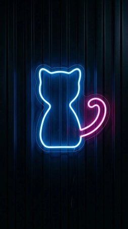 Неоновая вывеска котик