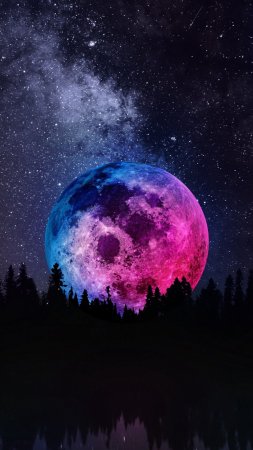 Волшебные обои с неоновой луной