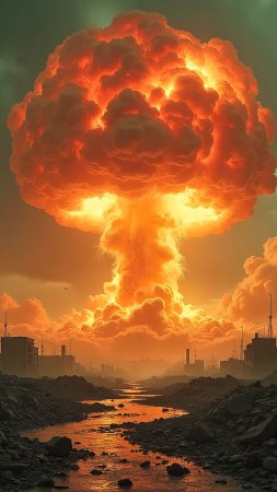 Ядерный взрыв арт скачать фон 1424 x 2532