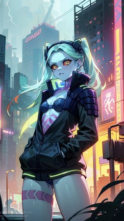 Киберпанк-бегуны — красивые обои с Ребеккой из Cyberpunk: Edgerunners. Фон для телефона.