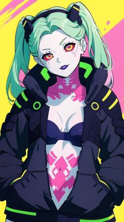 Ребекка из Cyberpunk: Edgerunners – обои для телефона в стиле киберпанк
