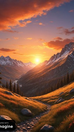 Sunset in the mountains скачать фон 1080 x 1920