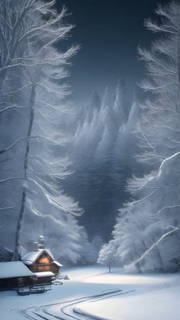 Снежный пейзаж зимой, обои для рабочего стола