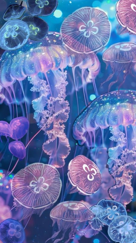 Moon jellyfish swarm underwater wallpaper скачать фон 1080 x 1920