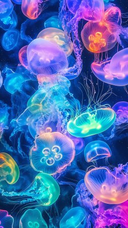 Blue jellyfish скачать фон 1080 x 1920