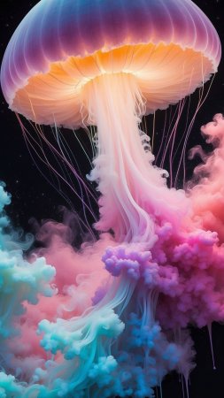 Радужная медуза скачать фон 1424 x 2532
