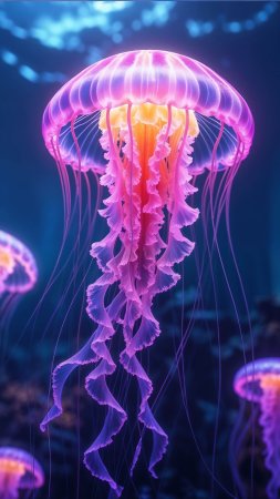 Bioluminescent jellyfish скачать фон 1424 x 2532