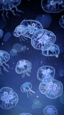 Moon jellyfish скачать фон 1424 x 2532
