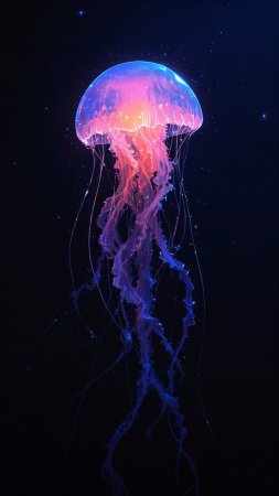 Colorful jellyfish скачать фон 1424 x 2532
