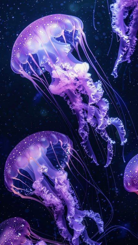 Синие медузы скачать фон 1080 x 1920