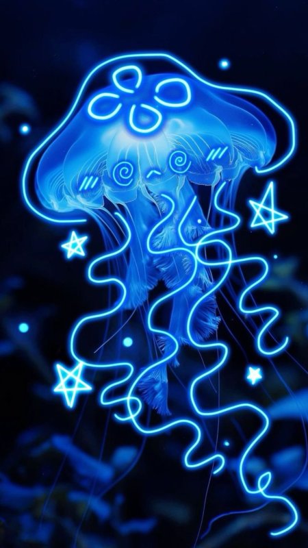 Neon jellyfish fantasy vectors скачать фон 1080 x 1920