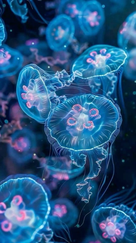Jellyfish deep sea скачать фон 1080 x 1920