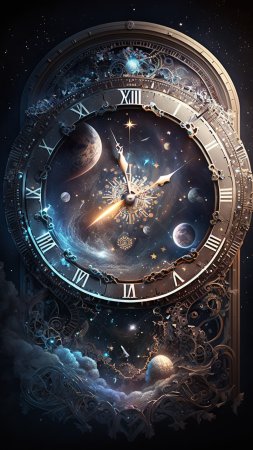 Cosmic clocks time travel art скачать фон 1080 x 1920