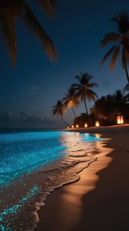 Beach at night скачать фон 1080 x 1920
