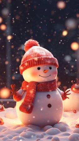 Обои зима снег новый год рождество снеговик christmas winter snow скачать фон 1080 x 1920