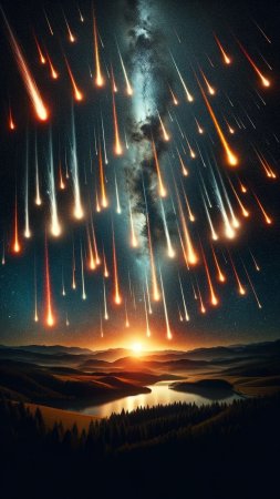 Метеоритный дождь в космосе
