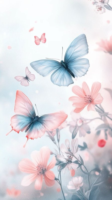 Butterflies and flowers wallpaper ilustracion acuarela