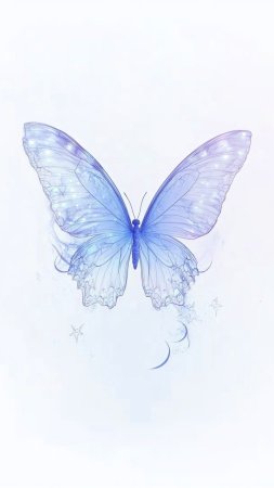 Синяя бабочка акварель