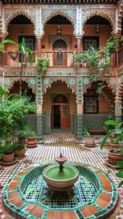 Moroccan courtyard скачать фон 1080 x 1920