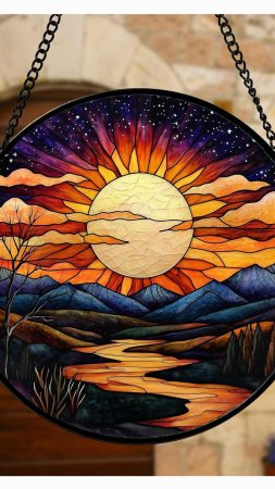 Stained glass sun скачать фон 1080 x 1920