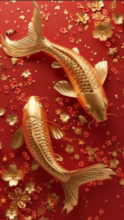 Two gold koi fish