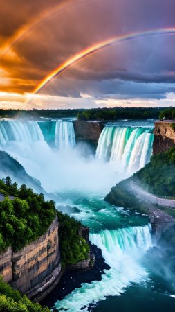 Niagara falls with rainbow