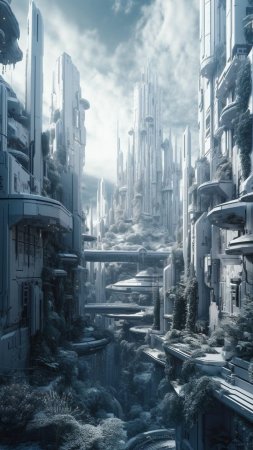 Sci fi город футуризм скачать фон 1080 x 1920